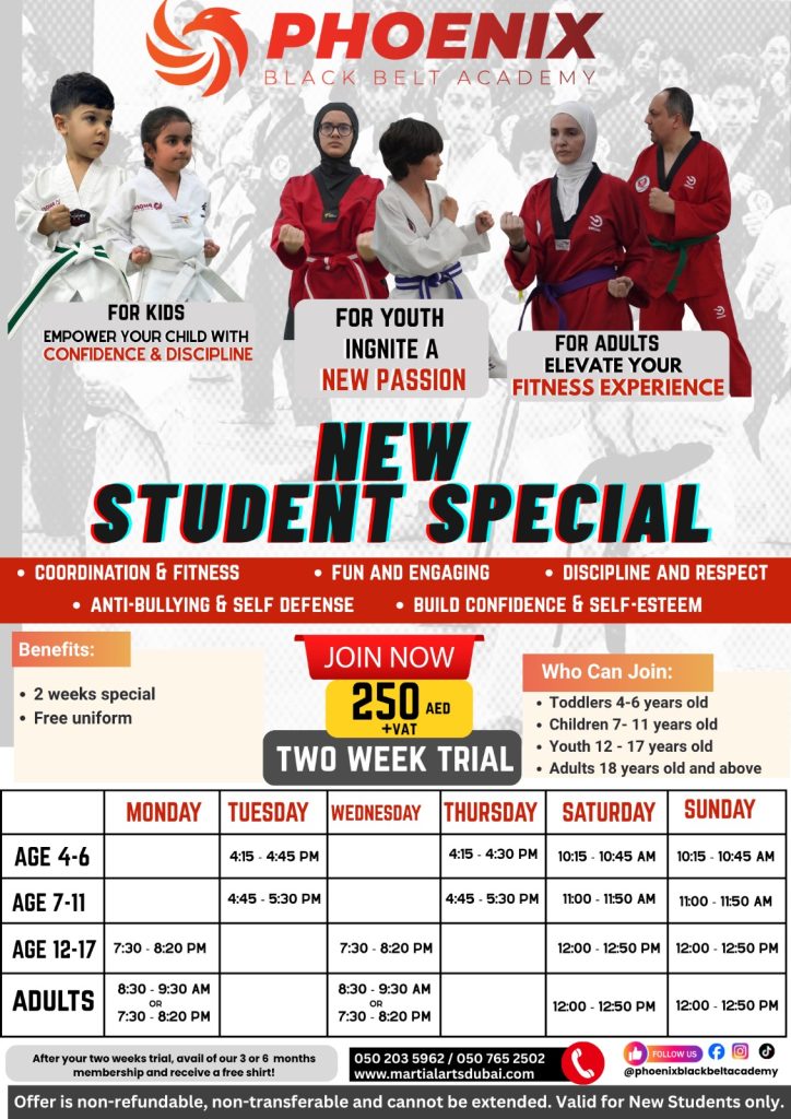 martial arts schedule dubai taekwondo classes